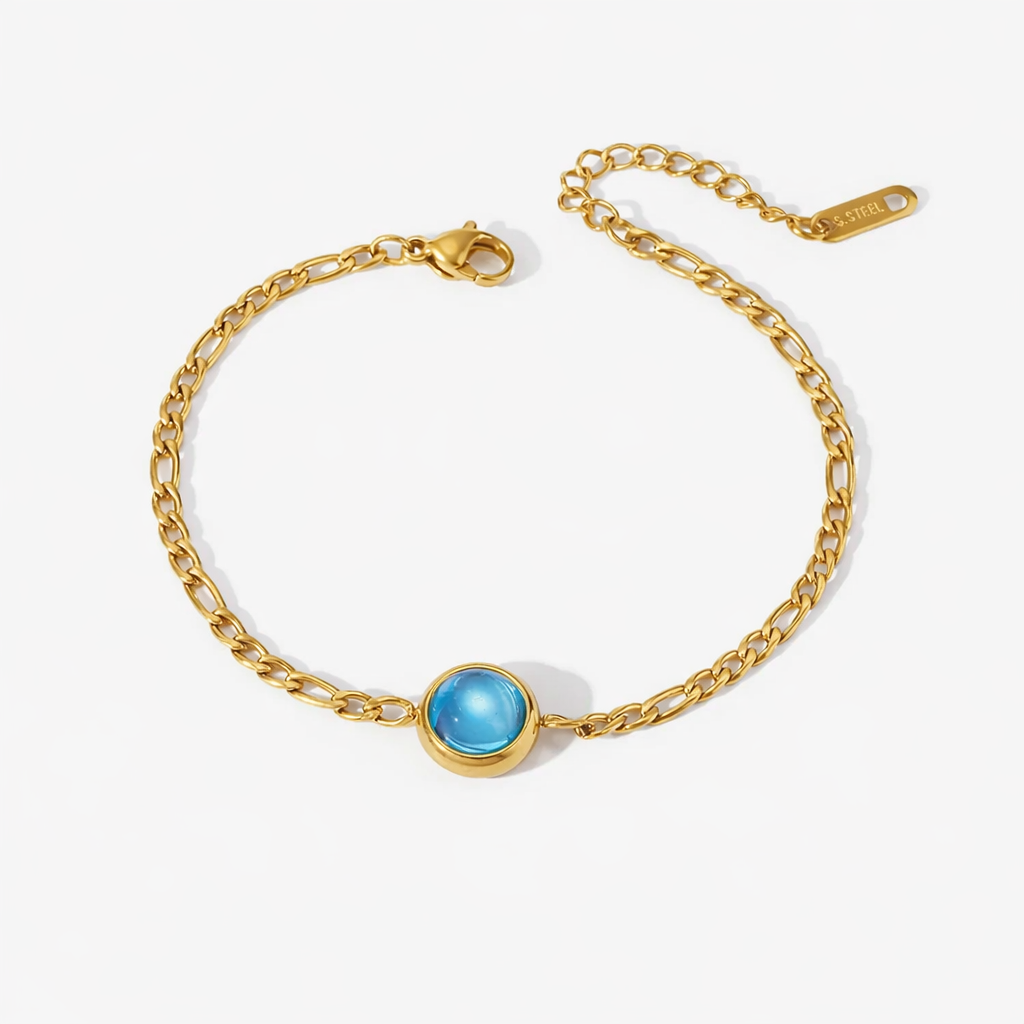 Aqua Gem Gold Bracelet