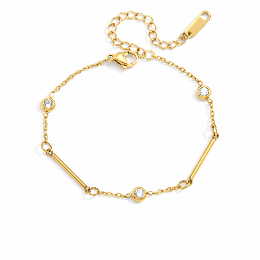 Minimalist Gold Bracelet With Crystal Accents