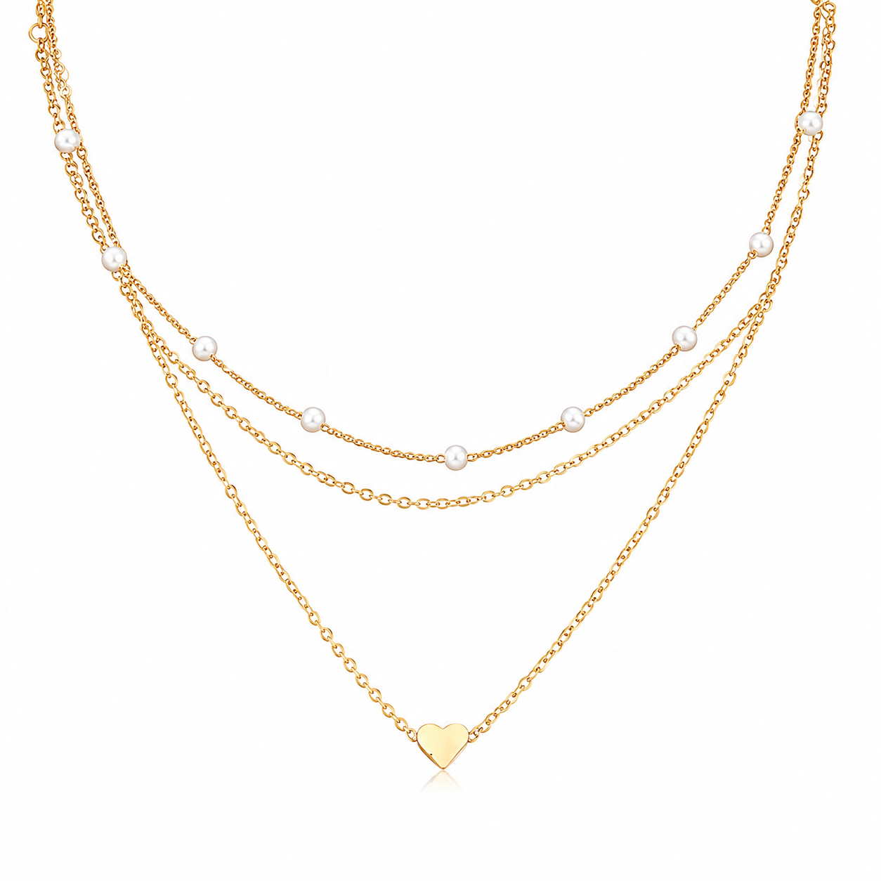 Adeline Layered Heart & Pearl Choker